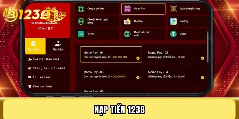 Nạp tiền 123B - Giao dịch mượt mà, nhận thưởng cực khủng